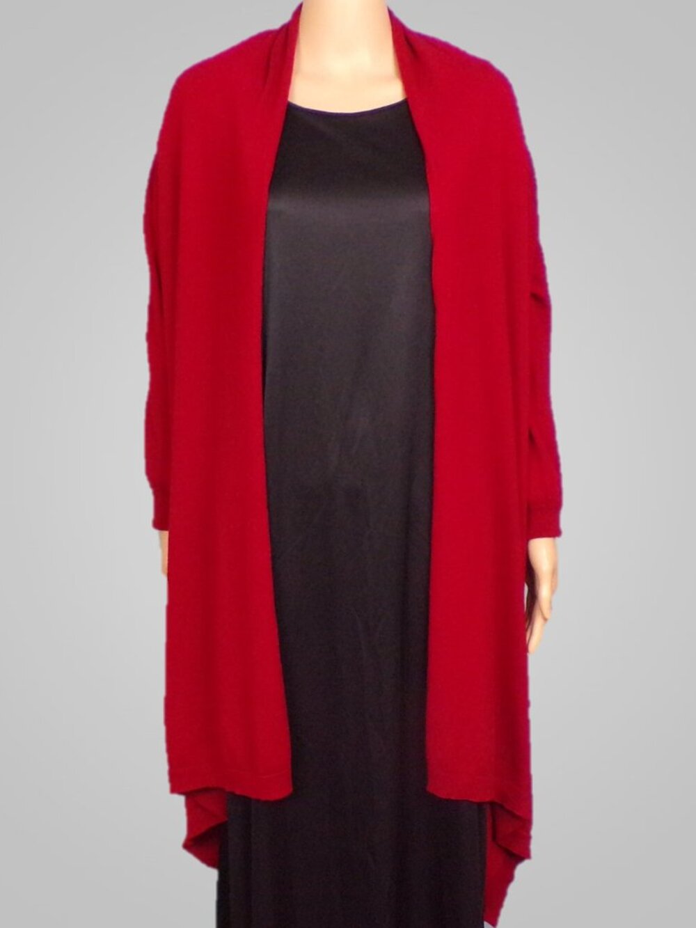 DKNY DONNA KARAN NEW YORK size S red waterfall cardigan 100% merino wool